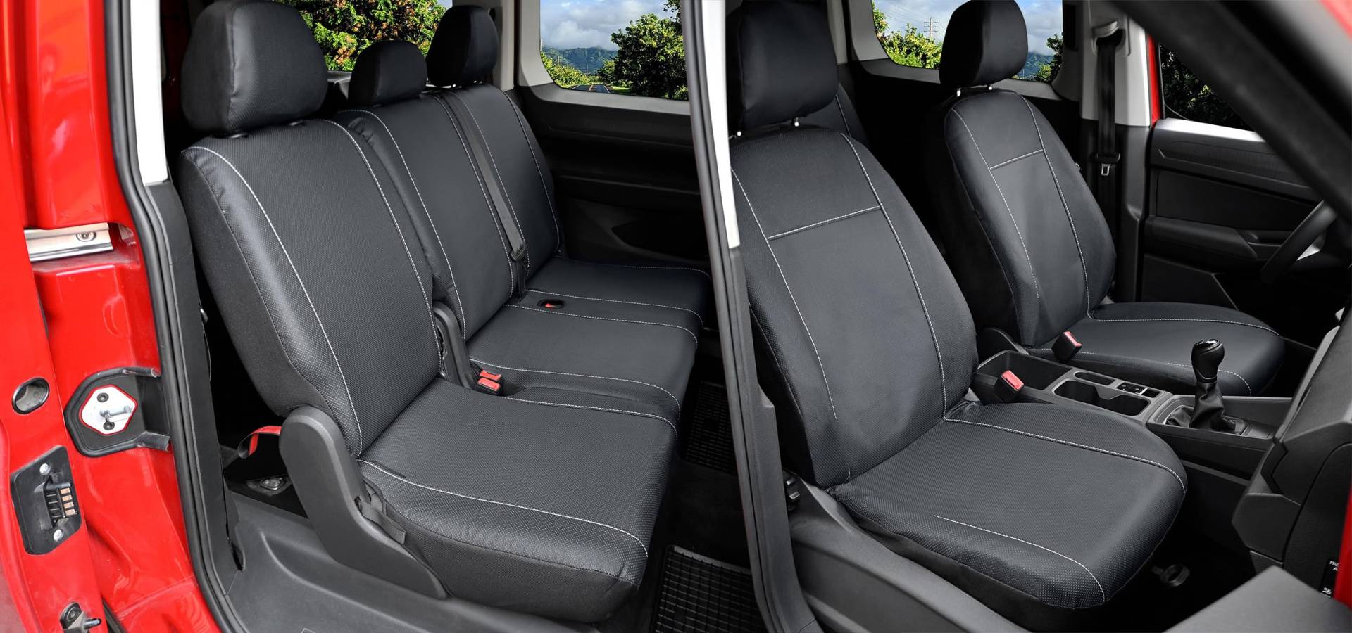 Z4L Perfornierte Sitzbezüge aus Kunstleder passgenau VIP Plus Serie geeignet für Caddy (ab 2020) Kompltes Set (5 Sitze) - Farbe Schwarz von Z4L