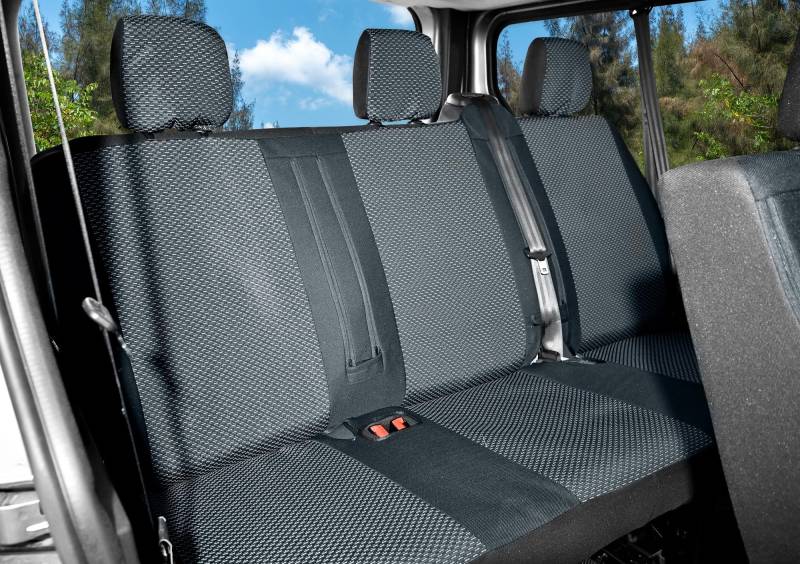 Z4L Sitzbezüge für Nissan NV300 ab 2014-3 Sitzer 3. Reihe - Polyester Schwarz, Grau- Passgenau von Z4L