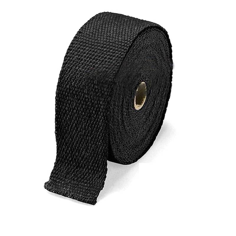 Auspuffband，Hitzeschutzband Auspuff 5 ml Roll Fiberglas Hitzeschild Motorrad Auspuff-Header Rohr Wärme-Wrap-Tape Thermischer Schutz + 4 Krawatten-Kit-Abgasleitung Insulat(Black) von ZACUNXY