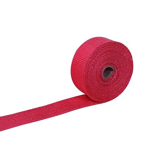 Auspuffband，Hitzeschutzband Auspuff Auto Motorrad Auspuffrohr Wrap Isolation Hitzefestes Streifen mit 4 Stahlbindungen(Red) von ZACUNXY