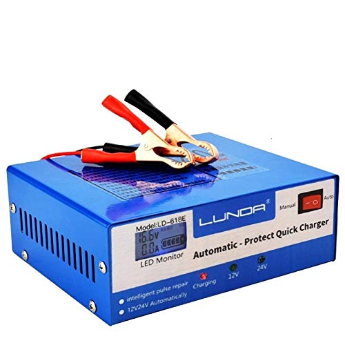 Autobatterie LadegeräT,Kfz LadegeräT 130V-250V Vollautomatische Autobatterie-Ladegerät 30AH-200AH For12V / 24V Smart-Power-Fast-Lade Geeignet for alle Auto-Motorrad von ZACUNXY