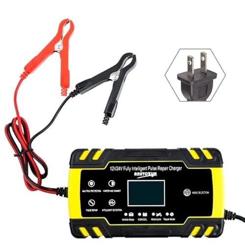 Autobatterie LadegeräT,Kfz LadegeräT Autobatterieladegerät 12/2 4V 8A. Touchscreen-Impulsreparatur-Reparatur Schneller Stromaufladung Nasser Trockensäure-Digitalanzeige(1) von ZACUNXY