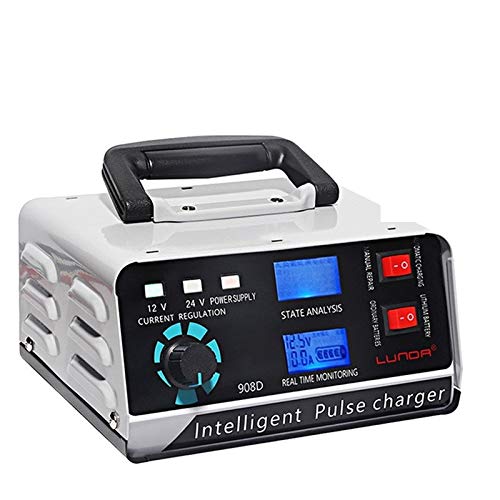 Autobatterie LadegeräT,Kfz LadegeräT Smart Battery Charger 12V / 24V Kfz-Ladegerät Maintainer 400Ah Trickle-Ladegerät for Auto-LKW-Boots-Motorrad von ZACUNXY