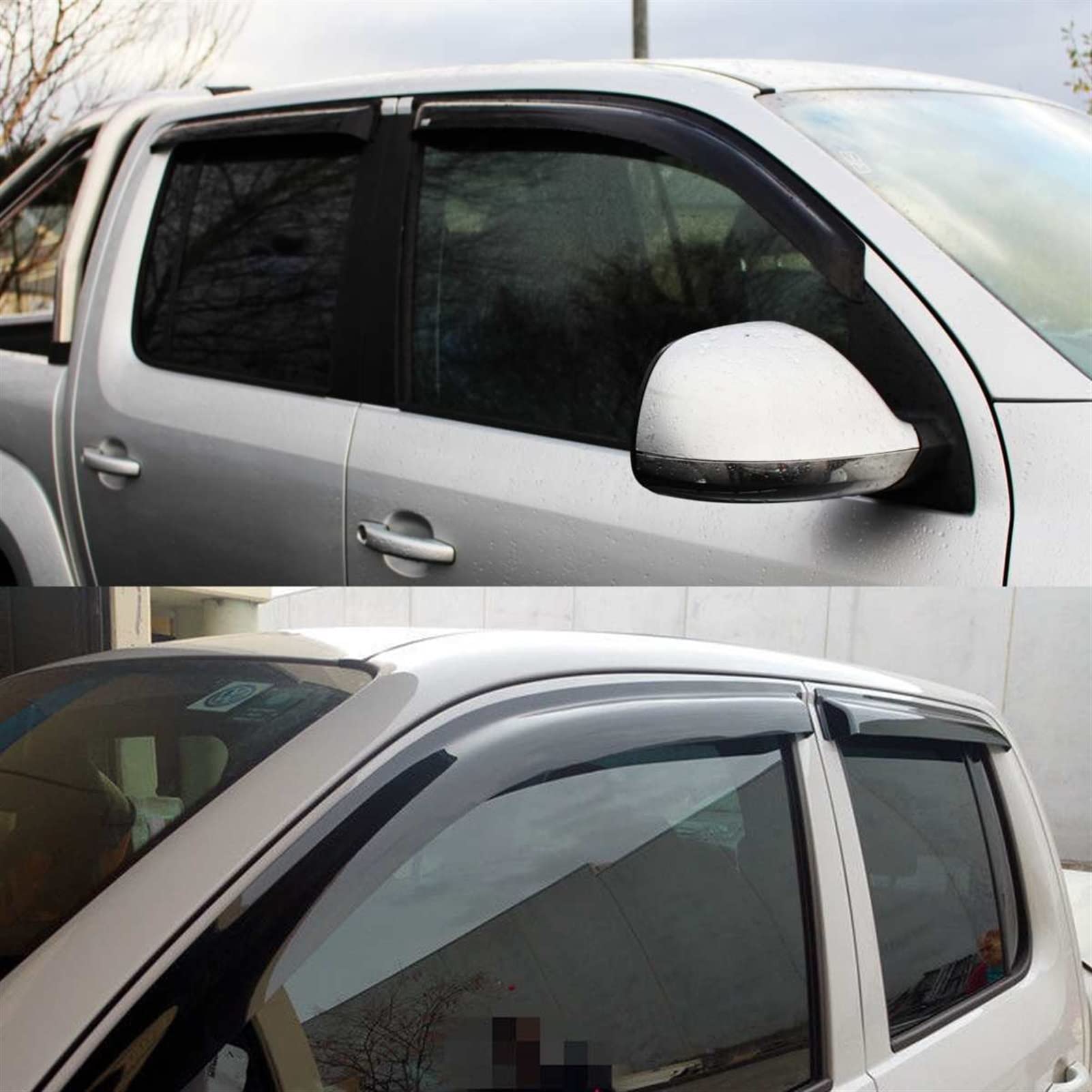 Windabweiser Autofenster，Windabweiser 4 STÜCK Vordere Autofenster Wind Sun Rain Visor Deflectors Tönte Windows Passend für Volkswagen Amarok Dual Cab 2009+ Markisen & Unterkünfte von ZACUNXY