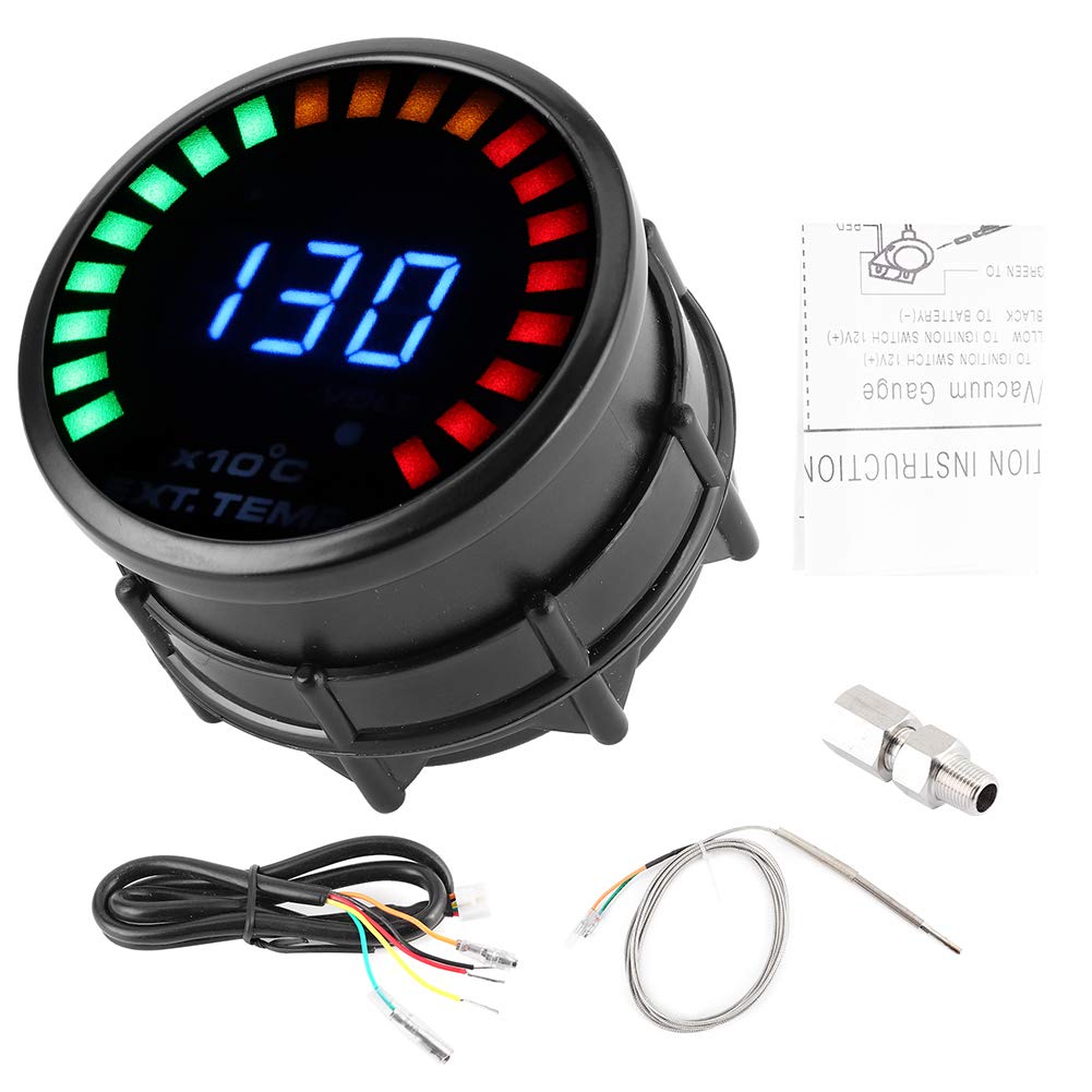 Digitales EGT-Messgerät, ABS 2 Zoll 52 Mm EGT-Messgerät-Kit LED-Temperaturmessgerät mit Zubehör für 12-Volt-Benzinfahrzeuge von ZAICOLER