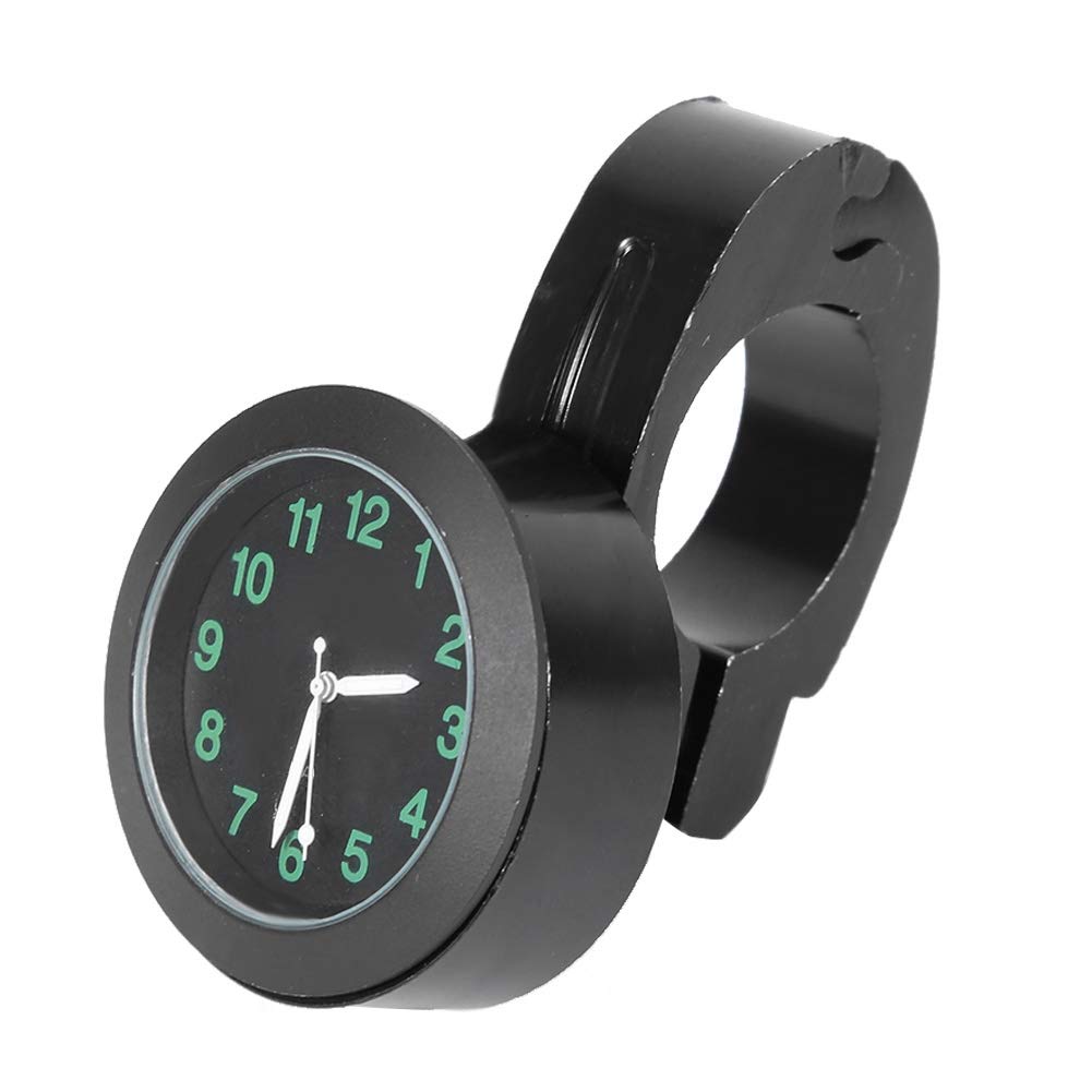 Uhr, Universal-Motorrad-Lenkerhalterung, Uhr, Metallhandgriff, Motorraduhr, Motorraduhren, Uhrenzubehör für Motorräder mit 7/8-1-Zoll-Lenkern (BLACK) von ZAICOLER