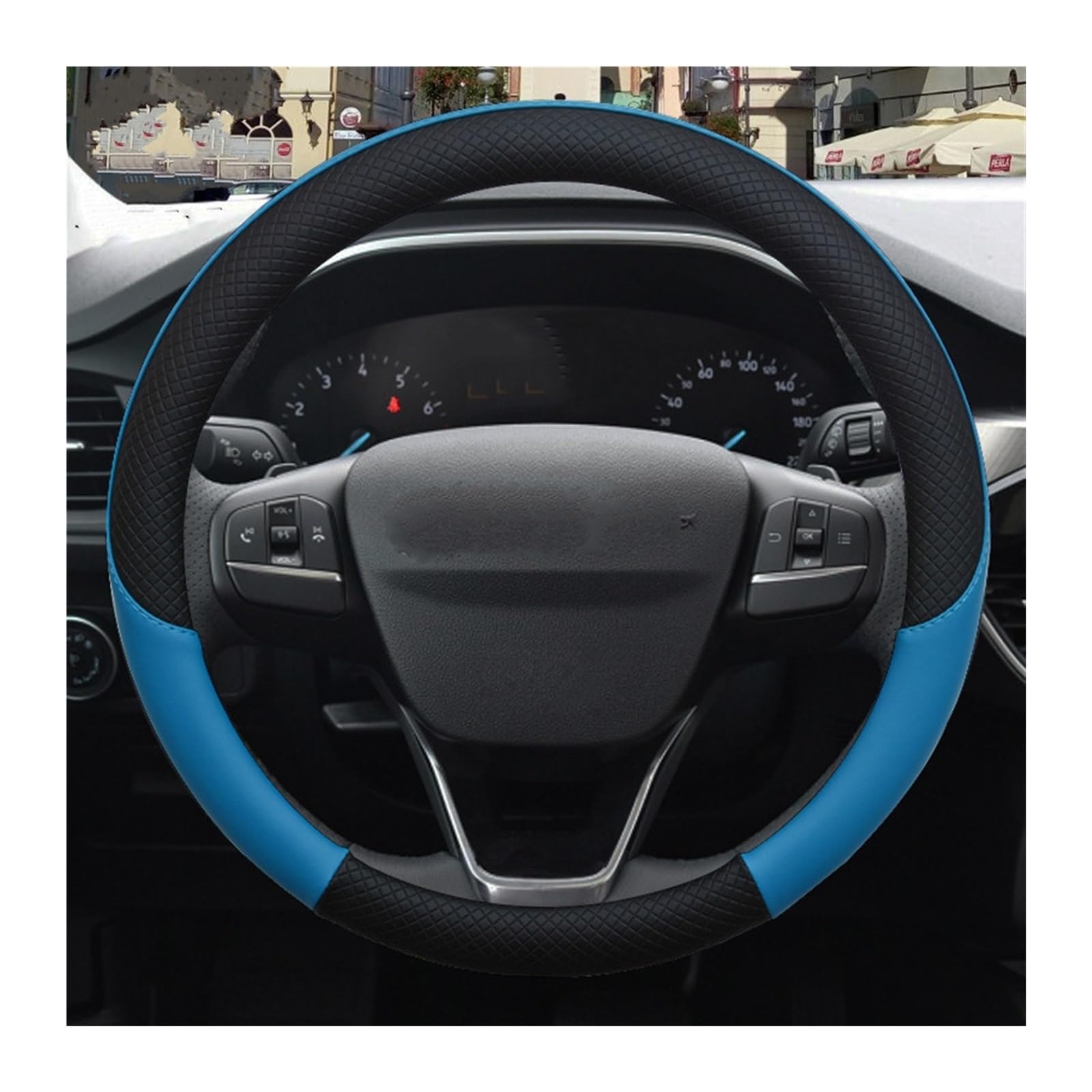 Lenkradbezug Für Ford Für Mondeo MK4 MK5 MK3 MK2 MK1 Anti-Slip Auto Lenkrad Abdeckung Auto Zubehör Autozubehör Innenraum (Farbe : Blau) von ZALTAS