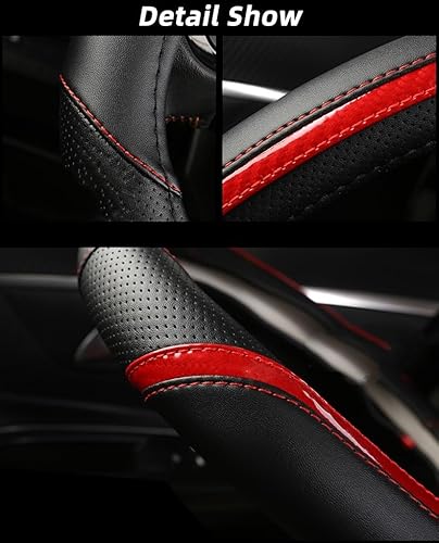 Lenkradbezug Für Suzuki Für Swift D Form Auto Lenkrad Abdeckung Leder Automotive Innen Zubehör Autozubehör Innenraum (Farbe : D Shape Red) von ZALTAS