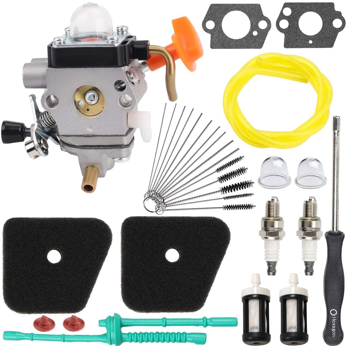 ZAMDOE C1Q-S174 Vergaser für Sthil FS 87 FS90 FS100 FS 110 FS130 HL95 HT100 HT101 KM90 KM100 KM110 SP90 Fadenabschneider, 4180-120-0610 4180-120-0611 ersetzen, mit Einstellwerkzeug Luftfilter von ZAMDOE