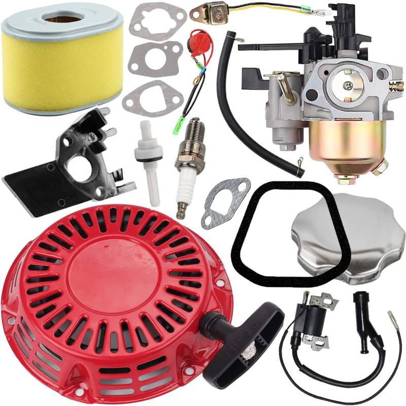 ZAMDOE GX160 Vergaser-Kit für Honda GX140 GX 160 GX200 GX168 GX120 5HP 5.5PS 6.5PS 212cc Motor, mit Rückstoßstarter Luftfilter Zündkerze Zündspule Dichtung von ZAMDOE