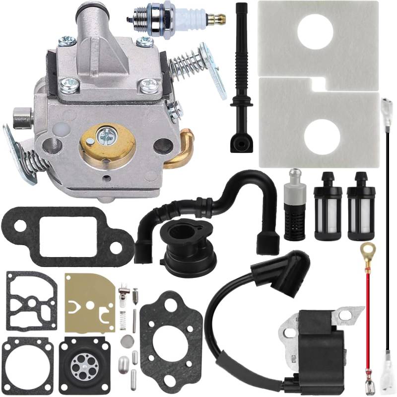 ZAMDOE MS170 Vergaserersatz für Stihl 017 018 MS180 MS170C MS180C MS 170 MS 180 Kettensäge Ersatz für C1Q-S57 C1Q-S57A C1Q-S57B 1130-120-0603 Vergaser mit Luftfilter-Tuning-Kit von ZAMDOE