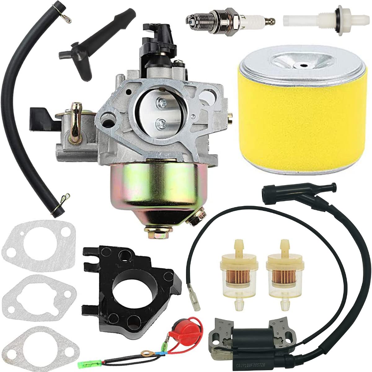 ZAMDOE Vergaser-Kit Ersatz für Honda GX 390 GX390 GX340 GX 340 13HP 11HP GX340U1 GX340R1 GX340K1 WT40XK1 WT40XK2 Generator-Rasenmäher-Motor, mit Zündspulenbaugruppe Luftfilter Zündkerze von ZAMDOE