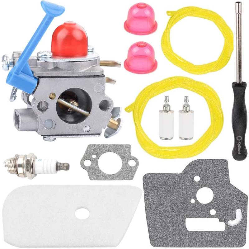 ZAMDOE Vergaser-Kit für Husqvarna 124L 125L 125LD 125R 125RJ 128C 128CD 128L 128LD 128LDX 128R 128RJ 128DJX Rasentrimmer, ersetzt 545081848 C1Q-W40A W38, mit Luftfilter Tune Up Kit von ZAMDOE