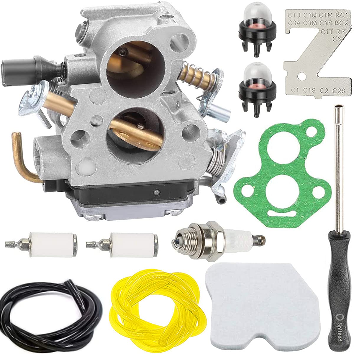 ZAMDOE Vergaser-Set für Husqvarna 235 235E 236 236E 240 240E 120 MARK II Kettensägenmotor für Jonsered CS2234 CS2238 CS2234S CS2238S Kettensäge, ersetzt # C1T-W33C 574719402 545072601 545061801 von ZAMDOE