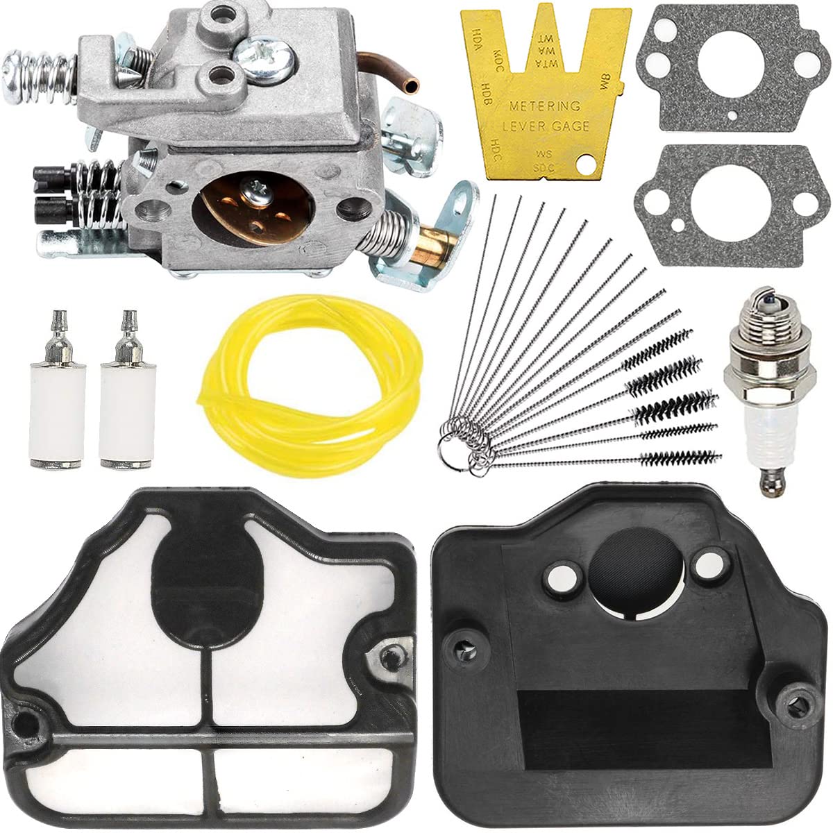 ZAMDOE Vergaserkit für Husqvarna 36 41 136 137 137E 141 142 141 LE 142E Säge, mit WT-834 WT-657 WT-529 WT-285 WT-239 C1Q-W29E Vergaser, Luftfilter, Kraftstofffilter, Kraftstoffleitung von ZAMDOE