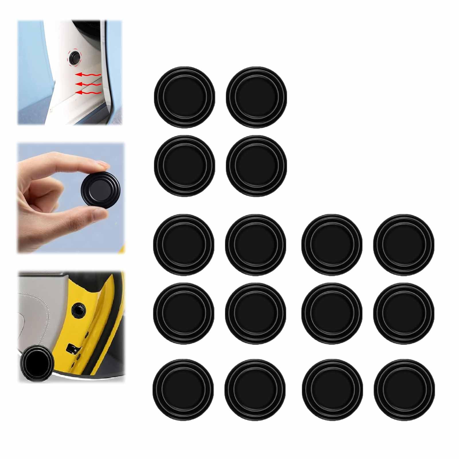 ZANWANXIN Car Door Bumper Protection Pads, Car Door Shock Absorber Anti-Collision Gasket, Car Door Slam Stopper Soundproof Shock Absorbers, Car Door Shock Absorbing Gasket (16Pcs) von ZANWANXIN