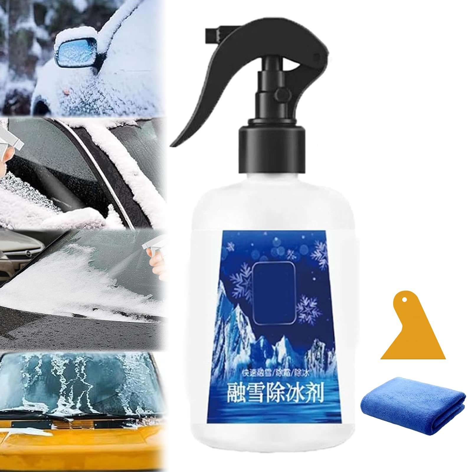 ZANWANXIN Fast-Acting Ice Melting Spray for Windshields, De Icer for Car Windshield, Deicer Spray for Car Windshield, Windshield Deicer Spray, Windshield Ice Melt Spray (300ml) von ZANWANXIN