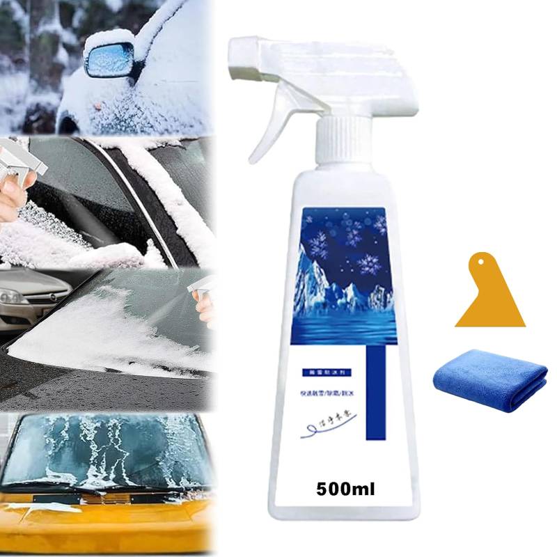 ZANWANXIN Fast-Acting Ice Melting Spray for Windshields, De Icer for Car Windshield, Deicer Spray for Car Windshield, Windshield Deicer Spray, Windshield Ice Melt Spray (500ml) von ZANWANXIN