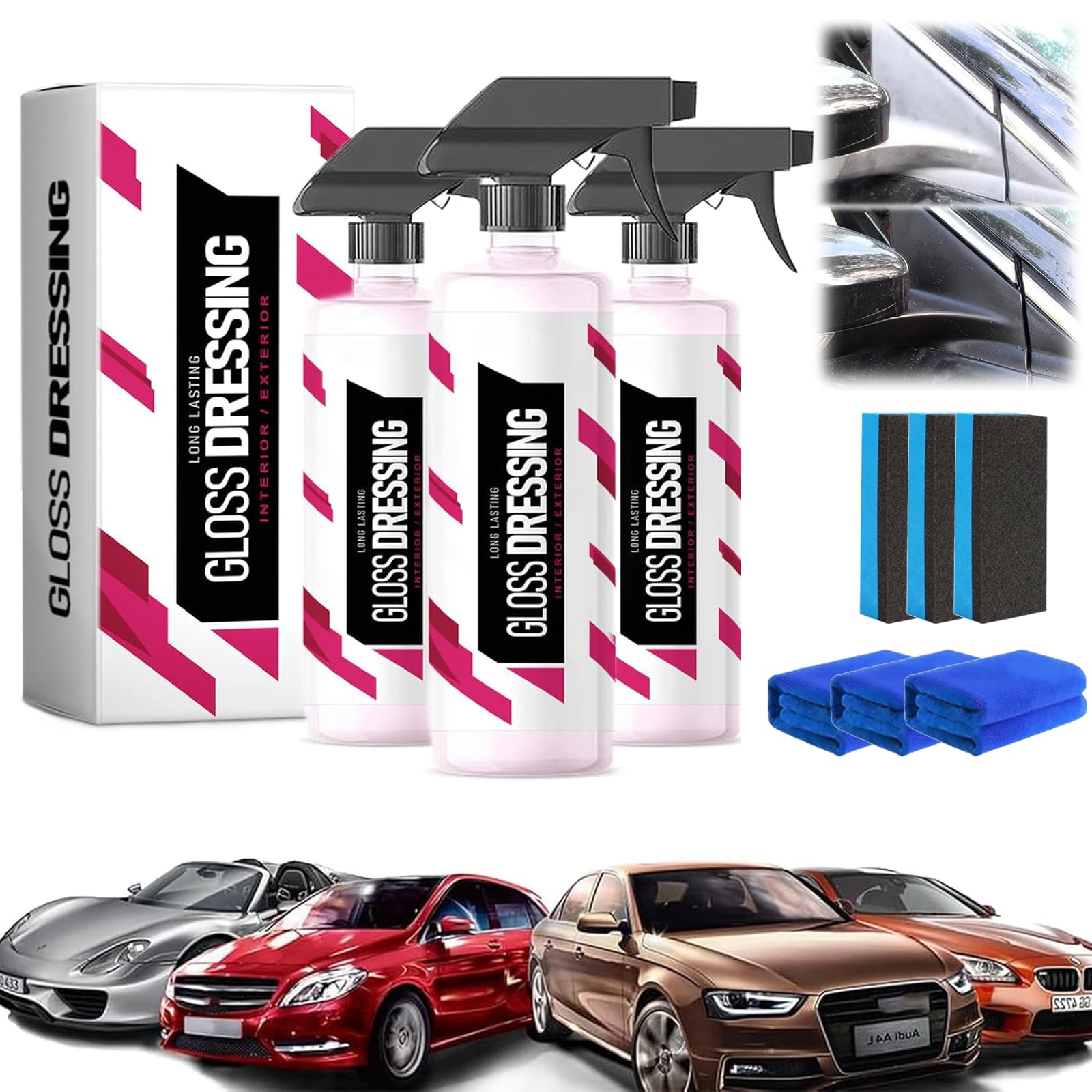 ZANWANXIN Gloss Dressing, Gloss Dressing for Detailing, Plastic Restorer for Cars, Trim & Tire Dressing, Vinyl Rubber Trim Dressing, Restore Faded Plastics, Gloss Dressing for Plastic (3PCS) von ZANWANXIN