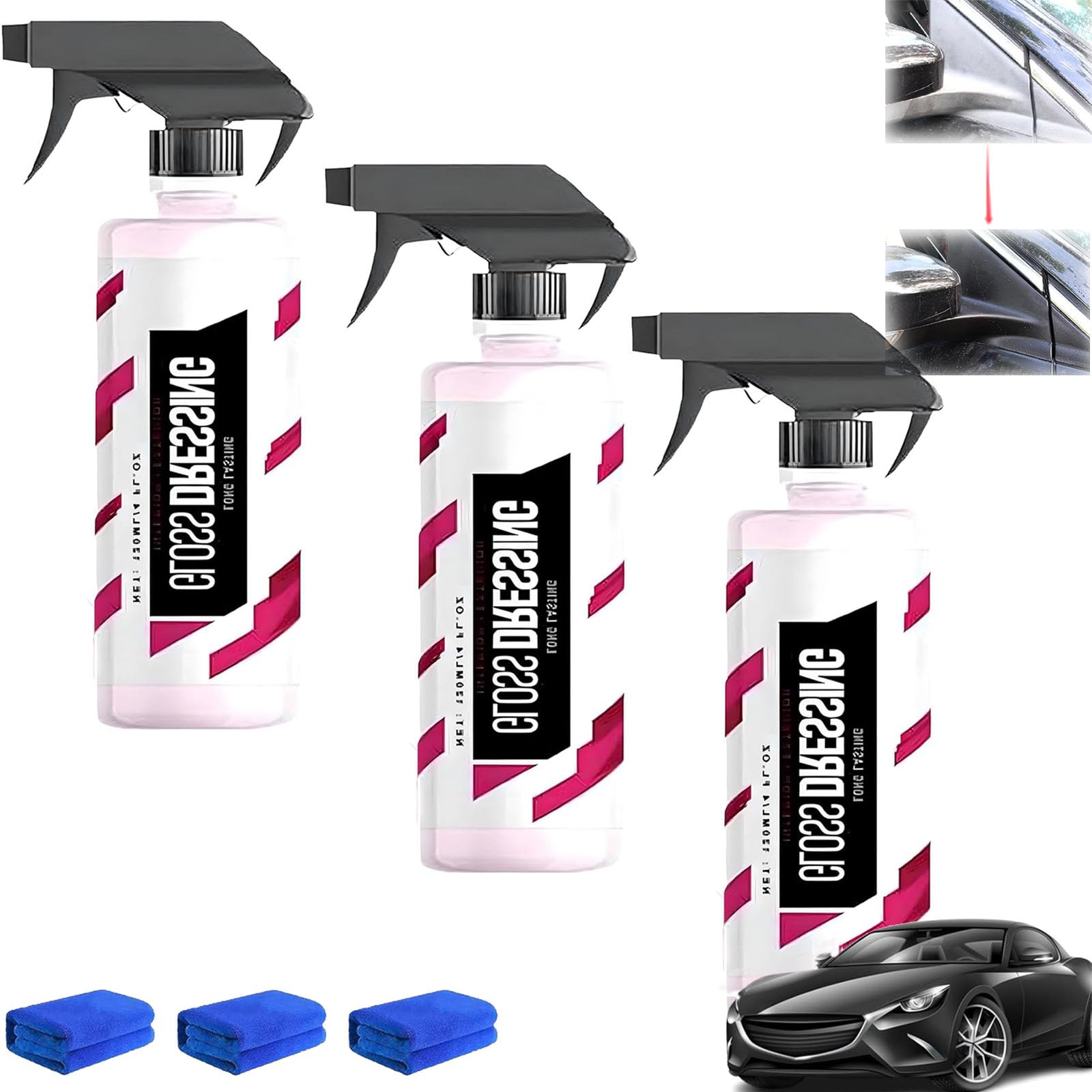 ZANWANXIN Gloss Dressing for Detailing, Gloss Dressing - Plastic, Trim & Tire Dressing - Restore Faded Plastics, Plastic Restorer for Cars Ceramic Plastic Coating, Buff for Shine (3Pcs) von ZANWANXIN