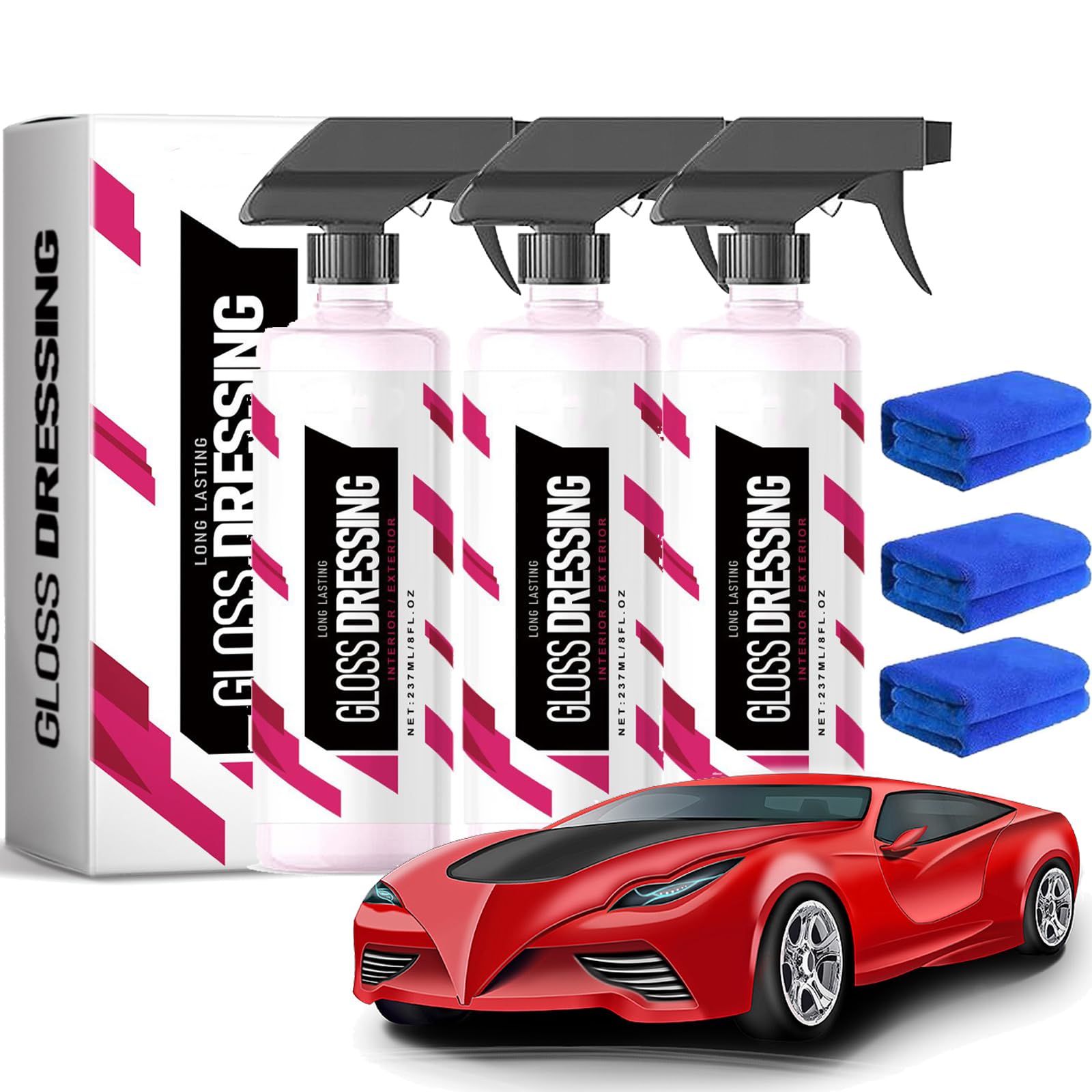 ZANWANXIN Gloss Dressing for Detailing, Gloss Dressing Spray, Restore Faded Plastics, Vinyl Rubber Trim Dressing, Car Care Gloss Dressing, Plastic, Trim & Tire Dressing (3pcs) von ZANWANXIN