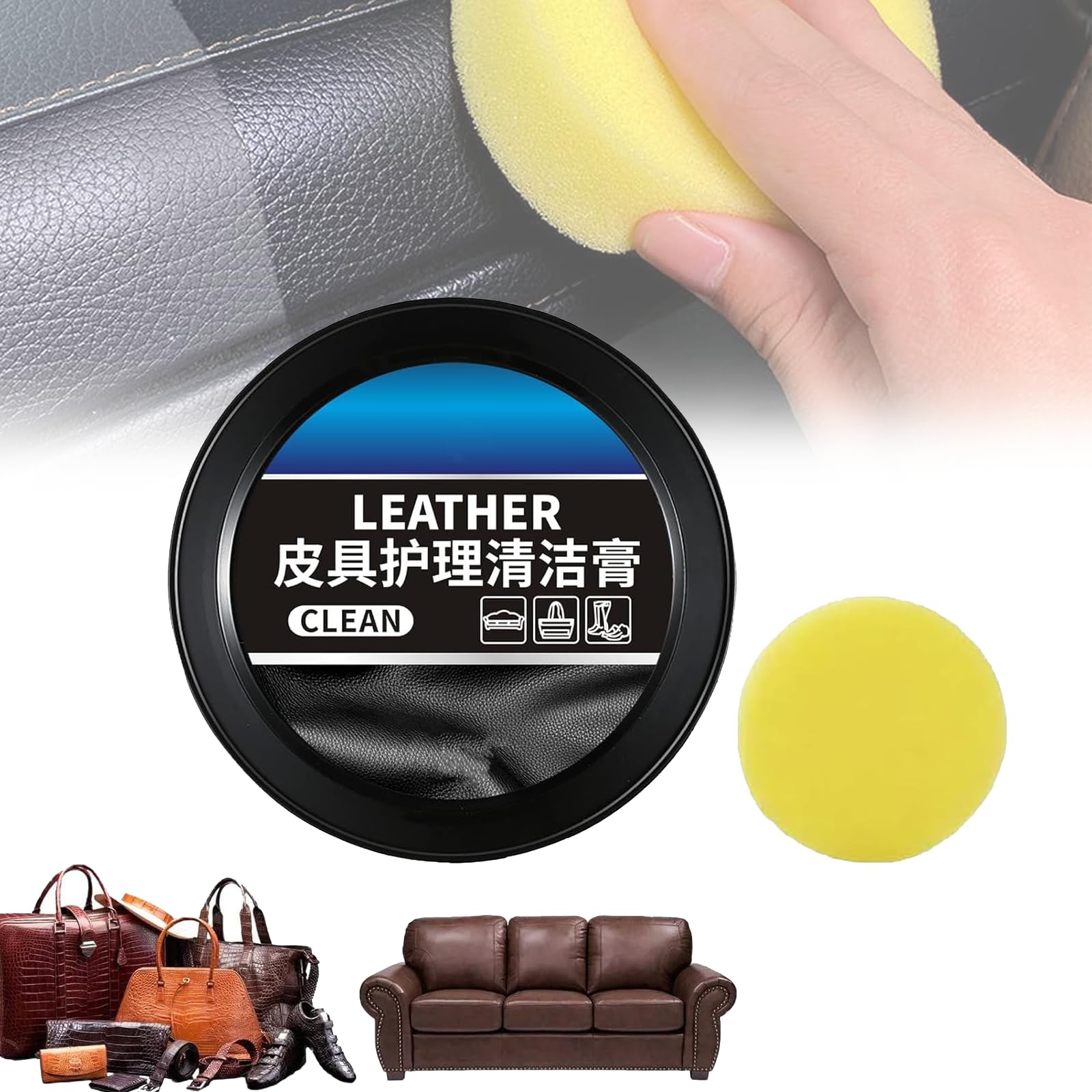 ZANWANXIN Leader Cleaning and Care Cream & Cleaning Paste for Leather Care, Automotive Interior Leather Cleaning Cream, Car Leather Conditioner Oil Paste, Leather Repair Cream (1Set) von ZANWANXIN