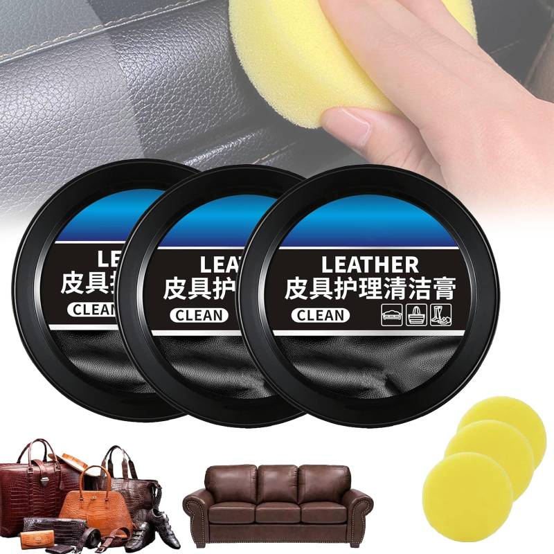 ZANWANXIN Leader Cleaning and Care Cream & Cleaning Paste for Leather Care, Automotive Interior Leather Cleaning Cream, Car Leather Conditioner Oil Paste, Leather Repair Cream (3Set) von ZANWANXIN