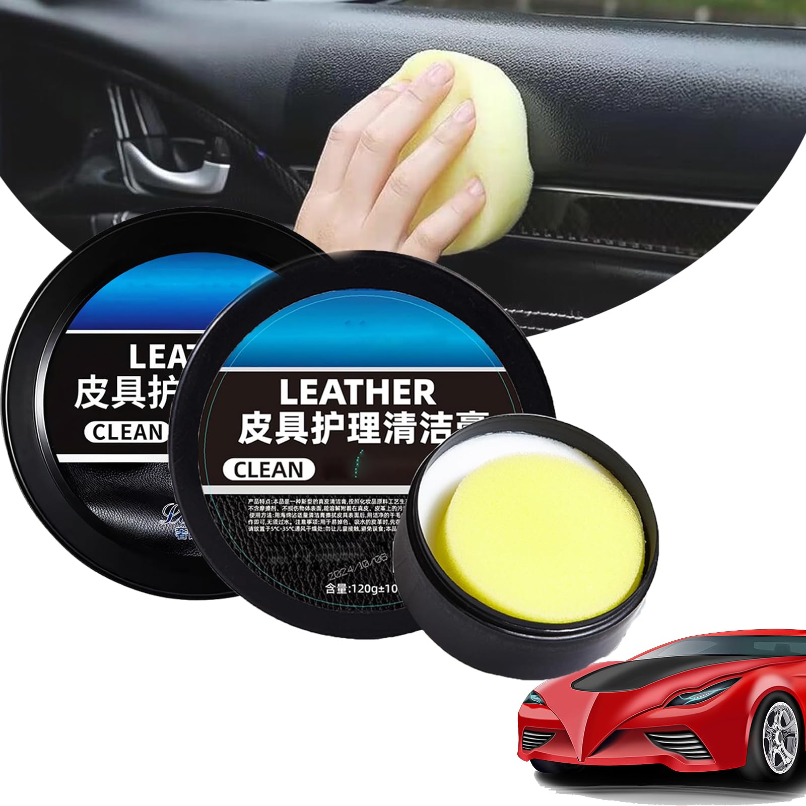 ZANWANXIN Leader Cleaning and Care Cream & Cleaning Paste for Leather Care, Automotive Interior Leather Cleaning Cream, Universal Leather Care Cleaning Cream for Car, Furniture (2 pcs) von ZANWANXIN