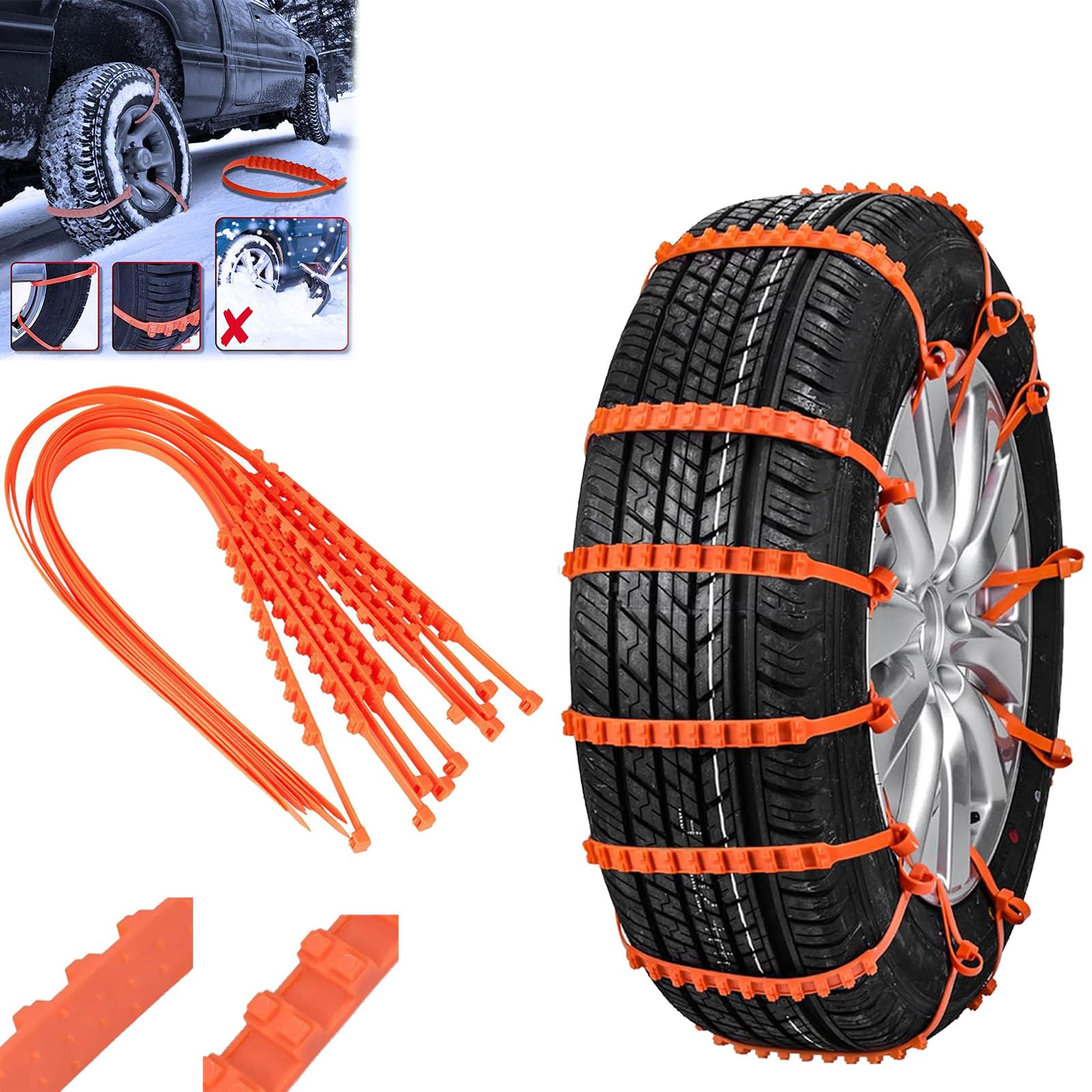 ZANWANXIN Reusable Anti Snow Chains, 10/20 PCS Portable Snow Tire Chain for Pickup Trucks SUV, Emergency Snow Plastic Non-Slip Cable Tie, Snow Mud Chains for Winter Driving & Muddy Road (10Pcs) von ZANWANXIN