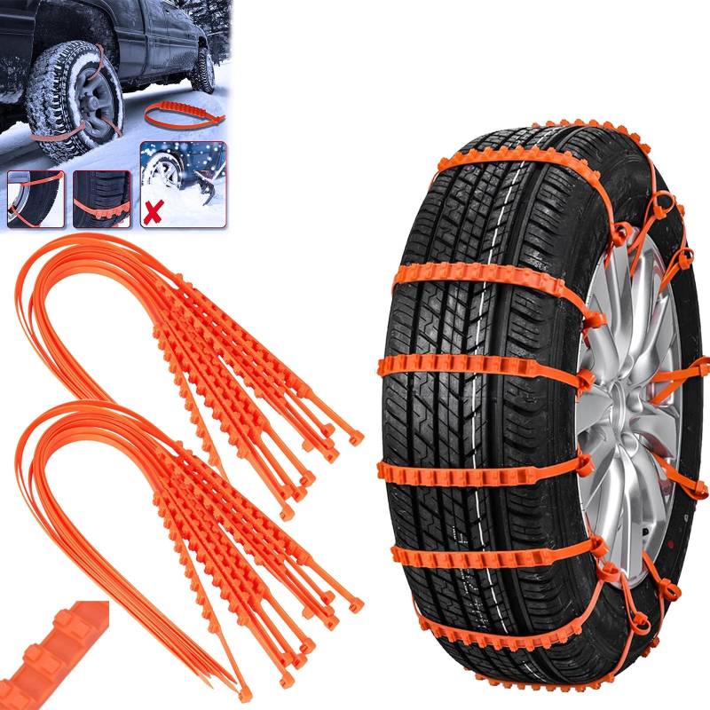 ZANWANXIN Reusable Anti Snow Chains, 10/20 PCS Portable Snow Tire Chain for Pickup Trucks SUV, Emergency Snow Plastic Non-Slip Cable Tie, Snow Mud Chains for Winter Driving & Muddy Road (20Pcs) von ZANWANXIN