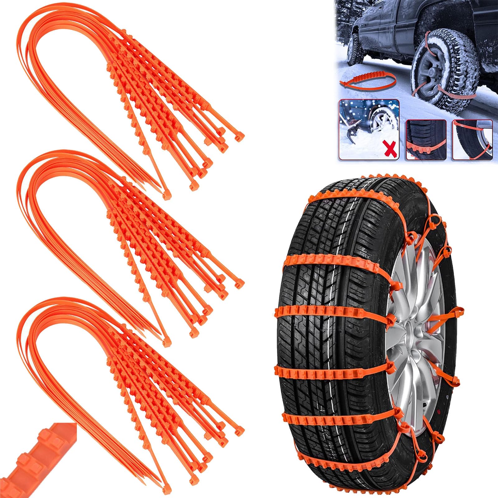 ZANWANXIN Reusable Anti Snow Chains, 10/20 PCS Portable Snow Tire Chain for Pickup Trucks SUV, Emergency Snow Plastic Non-Slip Cable Tie, Snow Mud Chains for Winter Driving & Muddy Road (30Pcs) von ZANWANXIN