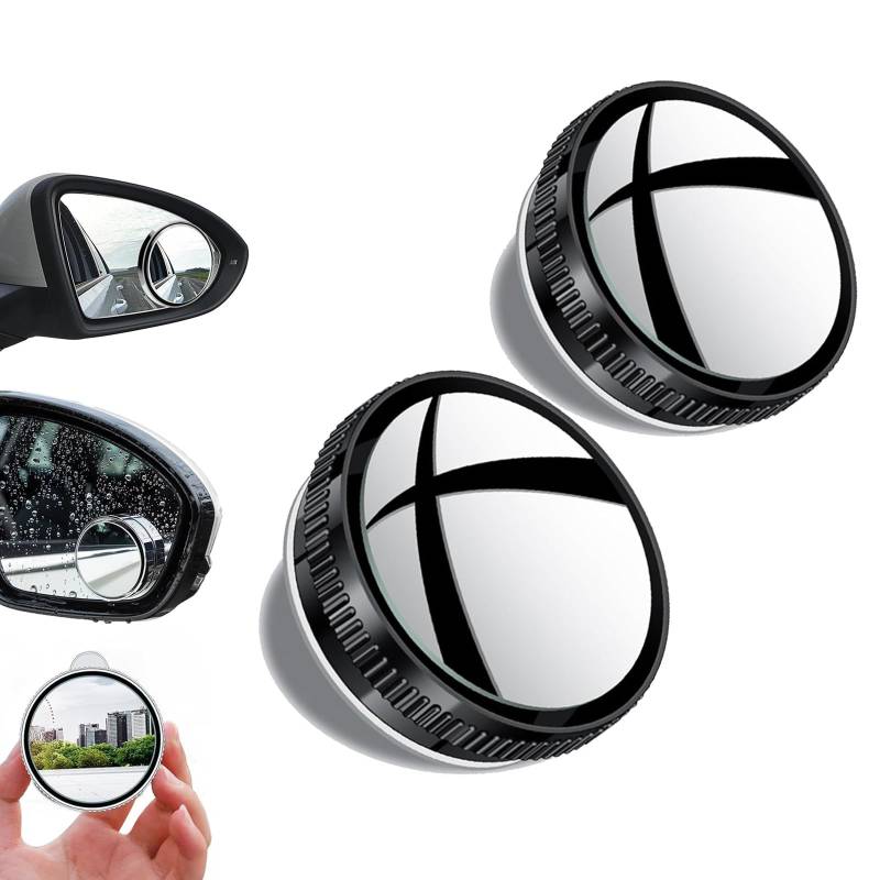 ZANWANXIN Sufficienta Suction Cup Car Convex Blind Spot Mirror, Reversing Auxiliary Blind Spot Mirrors, 360 Rotation Adjustable Side View Mirror, for Cars SUV and Trucks (Black, 1 Pair) von ZANWANXIN