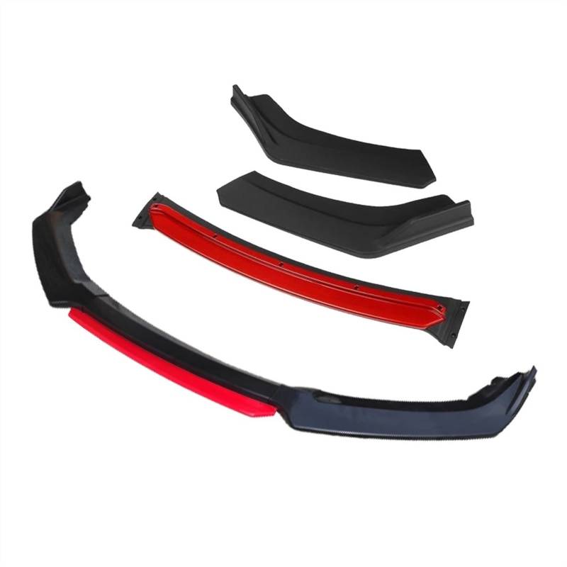 ZAPYVET 3-teiliges Auto-Frontstoßstangen-Lippensplitter-Diffusor-Lippenkörper-Kit, Spoiler-Stoßstangen, for Opel, for Vauxhall, Astra K 2016–2019, Schwarz Auto-Frontspoiler(4pcs+Red) von ZAPYVET