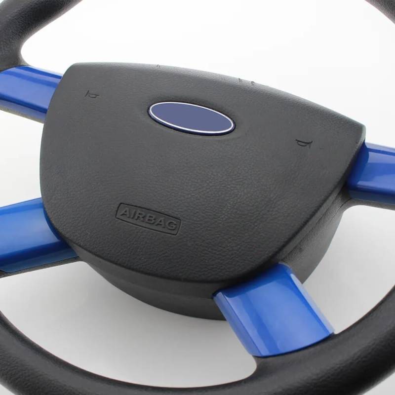 ZAPYVET 4 Teile/Satz Innen Auto Lenkrad Panel Abdeckung Trim Aufkleber, for Ford, for Focus 2 MK2 2005-2011, Auto-Styling Aufkleber Zubehör Aufkleber für Lenkradabdeckung(ABS Blue) von ZAPYVET