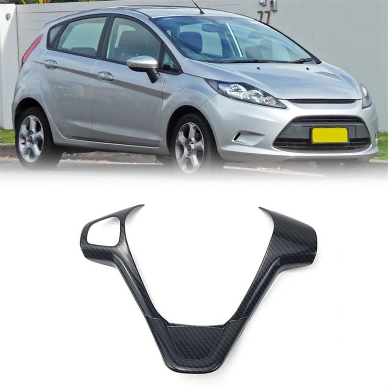 ZAPYVET Auto Carbon Faser Lenkrad Panel Abdeckung Trim Rahmen Aufkleber, for Ford, for Fiesta MK7 2009-2017, for Ecosport 2012-2017 Aufkleber für Lenkradabdeckung von ZAPYVET