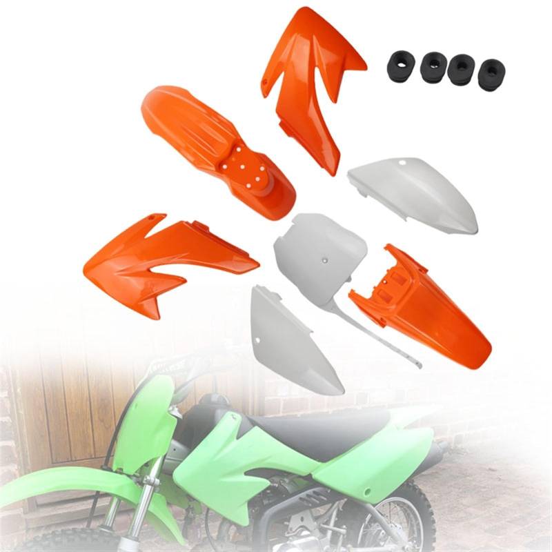 ZAPYVET CRF70 Kunststoffverkleidung Body Kit Teile XR70 Kunststoffkotflügel Kit CRF 70 Kit Set Pit Dirt Bike Zubehör Verkleidungskotflügel-Kit(CRF Orange White) von ZAPYVET