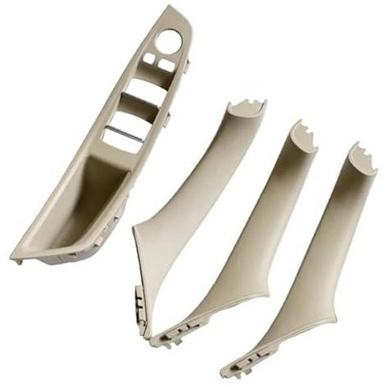 ZAPYVET Innengriff Innentür Armlehne Panel Pull Trim Cover, for, 5er F10 F11 Rot Braun Beige Schwarz Linkslenker LHD Auto-Innenraum-Zuggriff(Beige White-4Pcs) von ZAPYVET