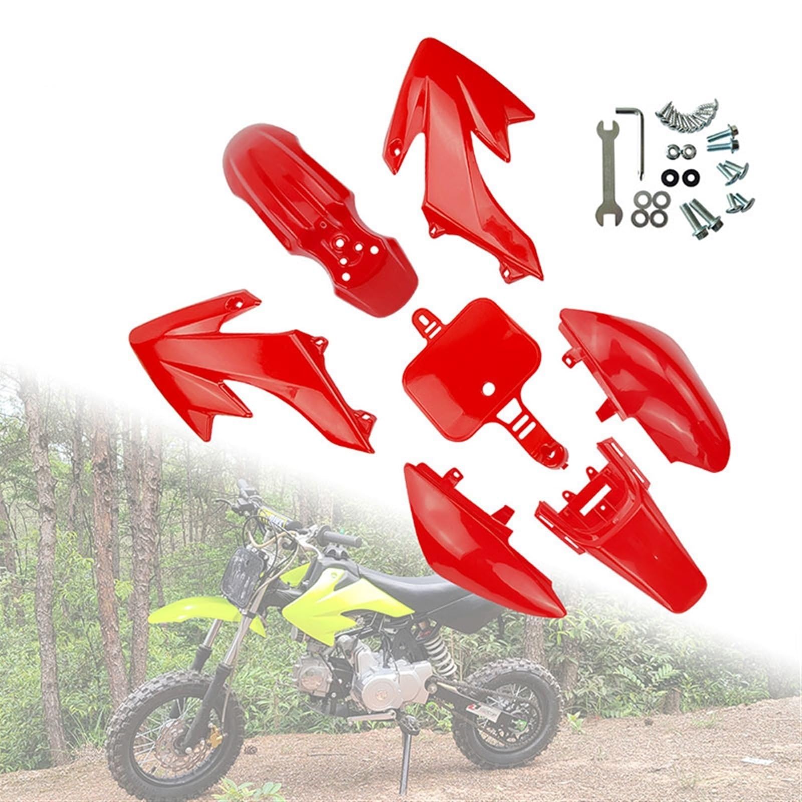 ZAPYVET Kunststoff-Verkleidungskörper-Kits, passend for CRF50 XR50, CRF 50 Pit Dirt Motor Trail Bike 50 cc, 70 cc, 90 cc, 110 cc, 125 cc, 140 cc Verkleidungskotflügel-Kit(LGNWT 1) von ZAPYVET