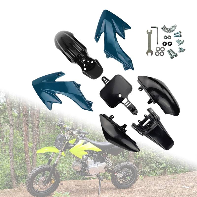 ZAPYVET Kunststoff-Verkleidungskörper-Kits passend for CRF50 XR50, CRF 50 Pit Dirt Motor Trail Bike 50cc 70cc 90cc 110cc 125cc 140 Verkleidungskotflügel-Kit(Dark Blue with Black) von ZAPYVET