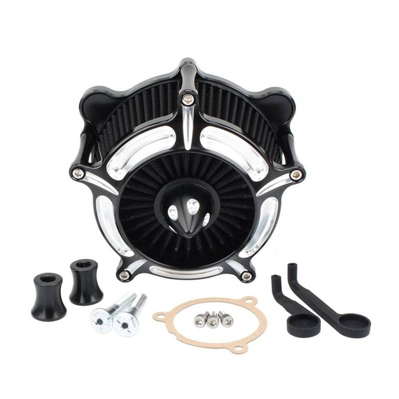 ZAPYVET Motorrad-Luftfilter-Turbinen-Spike-Ansaugluftfilter Touring Electra Street Glide Road King FLT FLHT Softail FXST 17-2020 Motorrad-Ansaugfilter(Black-20) von ZAPYVET