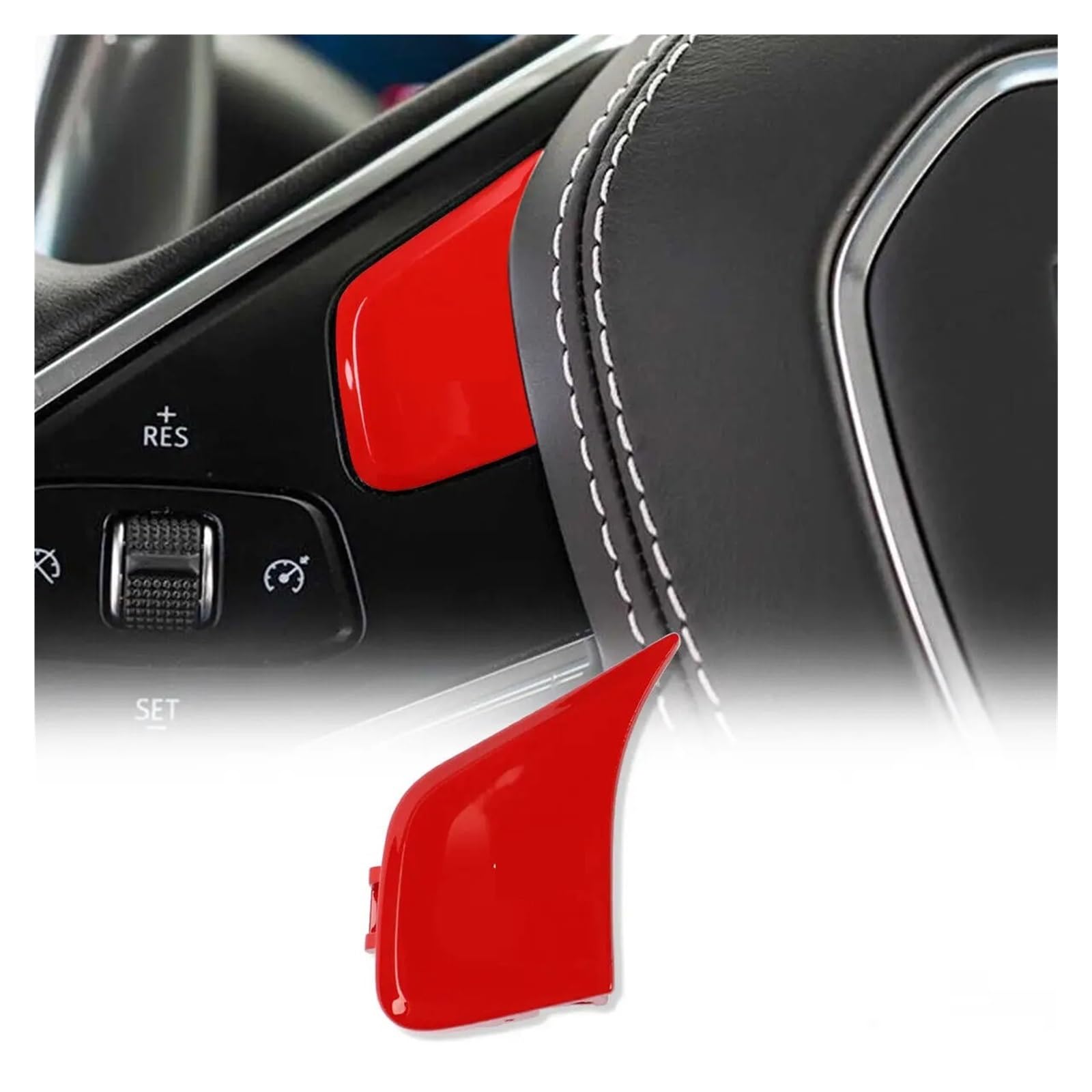 ZAPYVET for Corvette, for C8 2020 2021 2022, rot-Blaue Auto-Lenkrad-Z-Knopf-Abdeckungsverkleidung, ersetzen Sie Innenzubehör ABS Auto-Lenkradbezüge(Red) von ZAPYVET