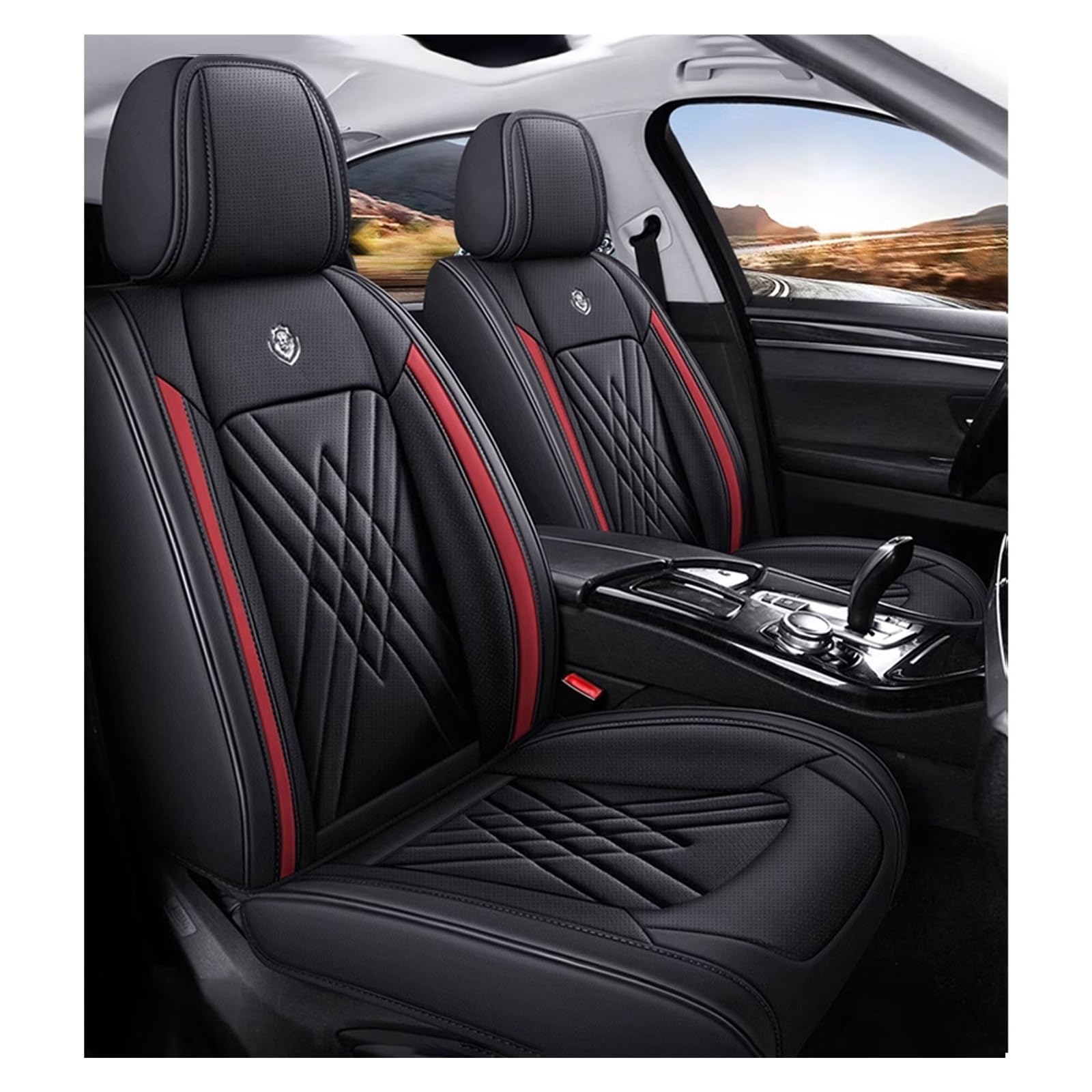 ZARUXCHA Universal-Sitzbezug Komplett-Set Für Honda Accord VII 2002-2005 AutositzbezüGe Set Leder, 5-Sitze Universal-SitzbezüGe Auto Komplettset(E(Dark Red)) von ZARUXCHA