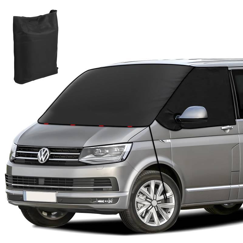 ZATOOTO Auto Windschutzscheiben Abdeckung für VW T5 T6, 600D Oxford Wasserdicht Frontscheibe Sonnenschutz, Wetterfest Frontscheibenabdeckung, Blackout Anti-UV/Frost/Ice/Staub Wrap Cover von ZATOOTO