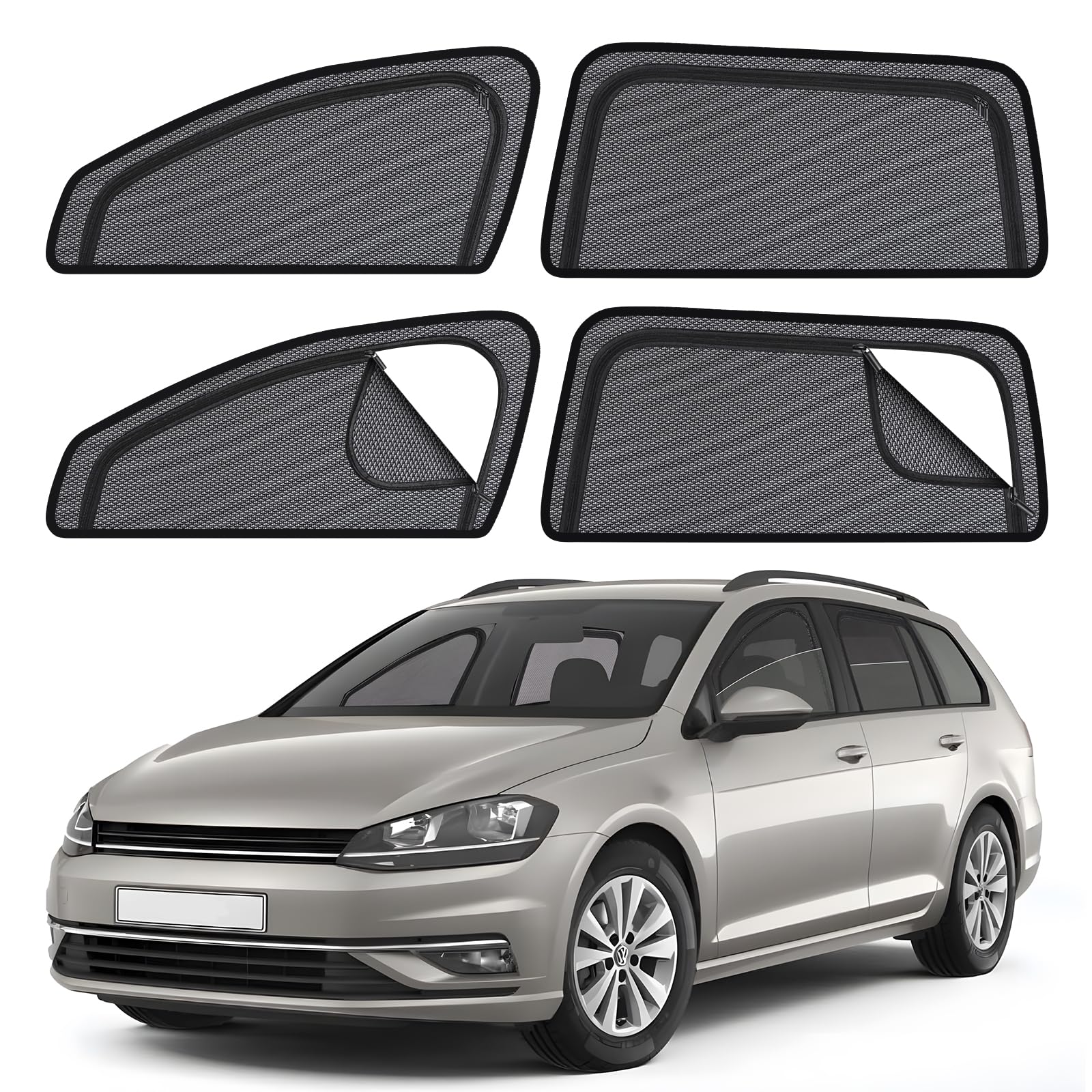 ZATOOTO Sonnenschutz Auto Seitenscheibe Kompatibel mit VW Golf 7 Variant 2015-2021, 4 Stück Magnetische Auto Fenster Verdunkelung für UV-Schutz, Privatsphäre, Belüftung und Insektenschutz von ZATOOTO