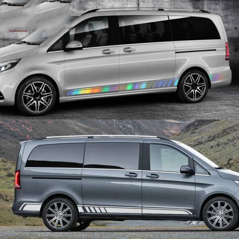 2Pcs Auto Lange Seite Streifen Aufkleber Auto Vinyl Film Aufkleber Auto Kit, für Mercedes Benz Vito Viano V Klasse w447 v260 DIY Zubehör von ZAVEIL