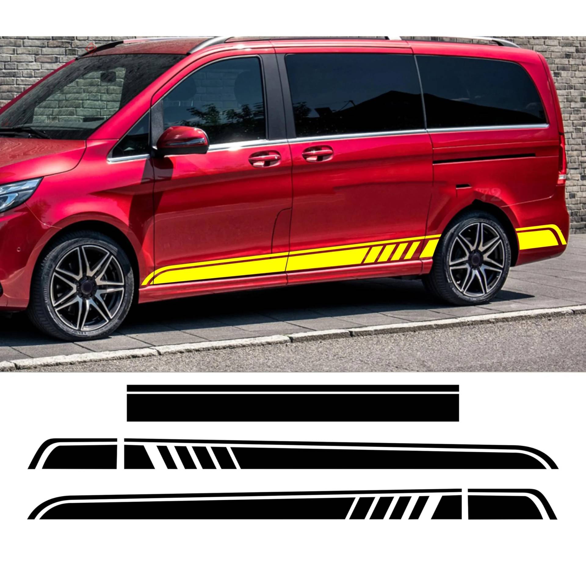 3Pcs Auto Motorhaube Aufkleber Beide Seite Streifen Rock Aufkleber, für Mercedes Benz V Klasse W447 Vito Viano 2014-heute AMG Vinyl Zubehör von ZAVEIL