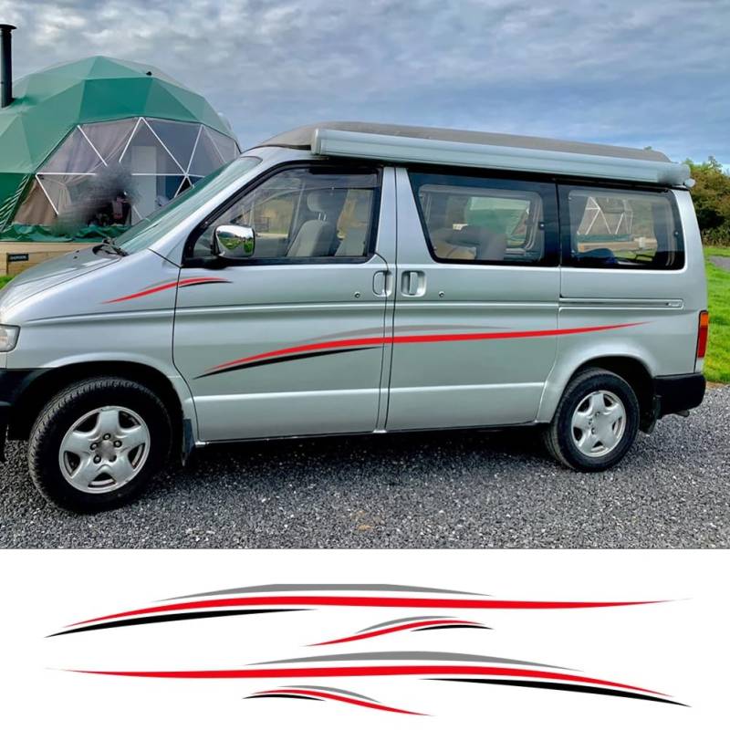 4Pcs Auto Aufkleber, für Mazda Bongo Friendee Auto Tuning Zubehör Sport Seiten Streifen Stil Camper Van Grafik Dekor Aufkleber von ZAVEIL