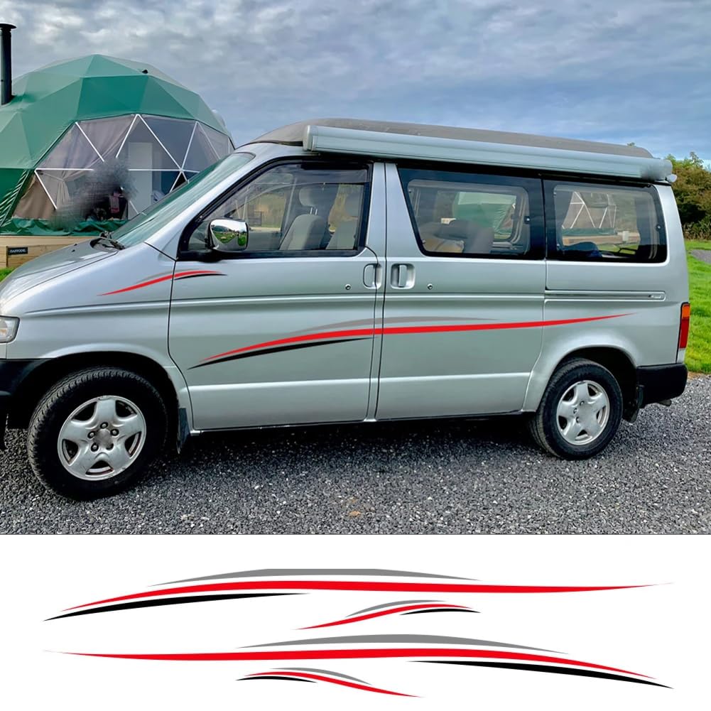 4Pcs Auto Aufkleber, für Mazda Bongo Friendee Auto Tuning Zubehör Sport Seiten Streifen Stil Camper Van Grafik Dekor Aufkleber von ZAVEIL