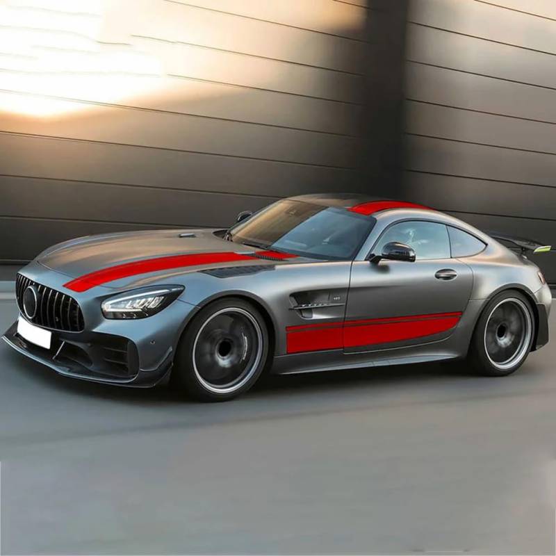 Auto Motorhaube Aufkleber Dach Heck Karosserie Seitenstreifen Rock Aufkleber, für Mercedes Benz AMG GT C190 R190 GTS GTR GTC 2015-On 2021 Zubehör von ZAVEIL