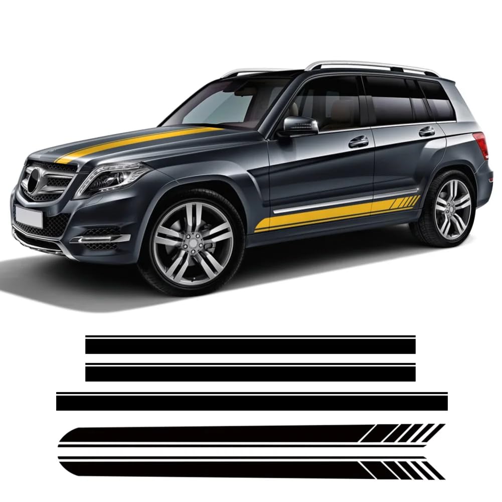 Car Style Tür Seitenschweller Motorhaube Streifen Aufkleber Kit, für Mercedes Benz GLE GLK ML Klasse AMG W164 W166 GLE350 GLE400 GLK350 ML350 von ZAVEIL